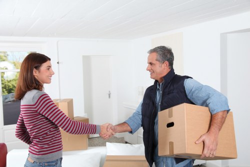 Packed boxes and furniture ready for a same day move in Highbury