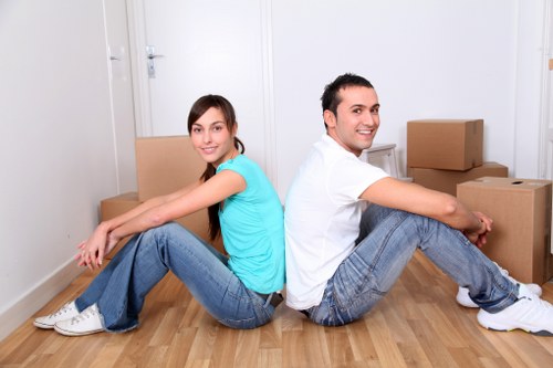 Coordinated office move in Highbury with desks and boxes